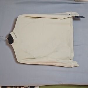 Champion Women's Powerblend Mock Neck Pullover Med Cream with Tan accent NWT